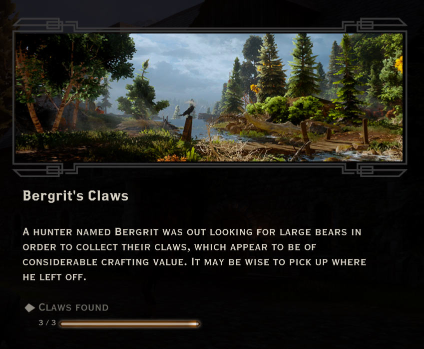 Bergrits Claws Quest in Dragon Age: Inquisition