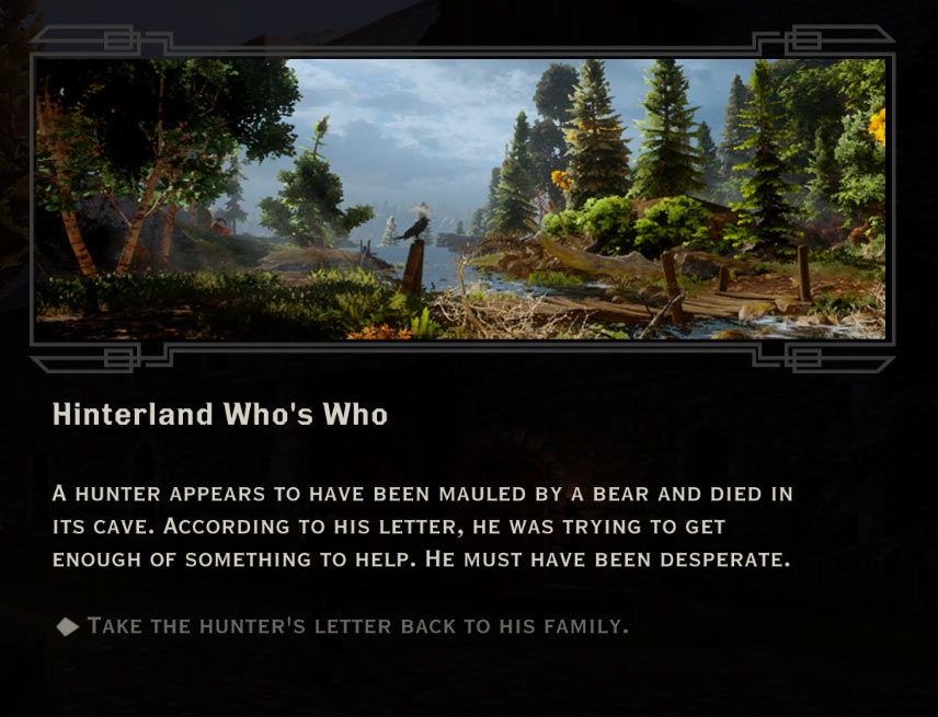 Hinterlands Whos Who Quest in Dragon Age: Inquisition