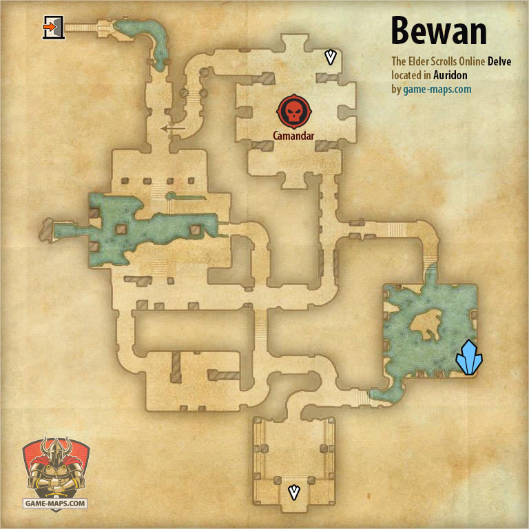 Bewan Delve Map with Skyshard and Boss locations ESO