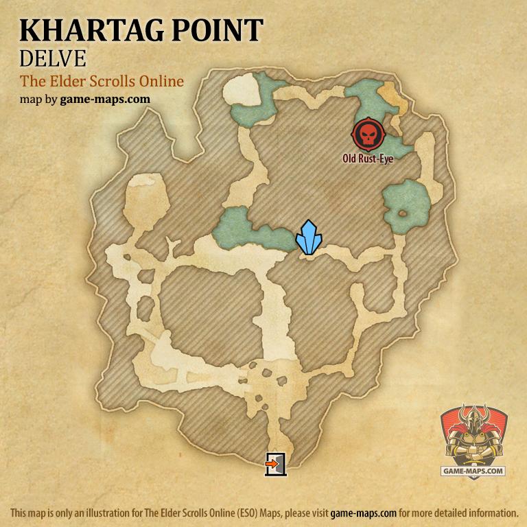 ESO Khartag Point Delve Map with Skyshard and Boss location in Vvardenfell