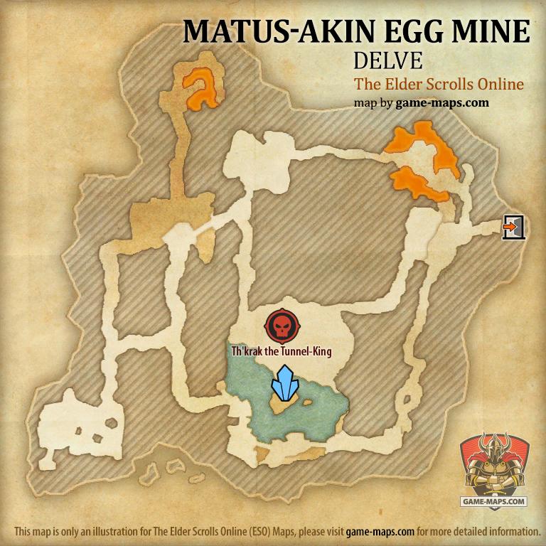 ESO Matus-Akin Egg Mine Delve Map with Skyshard and Boss location in Vvardenfell