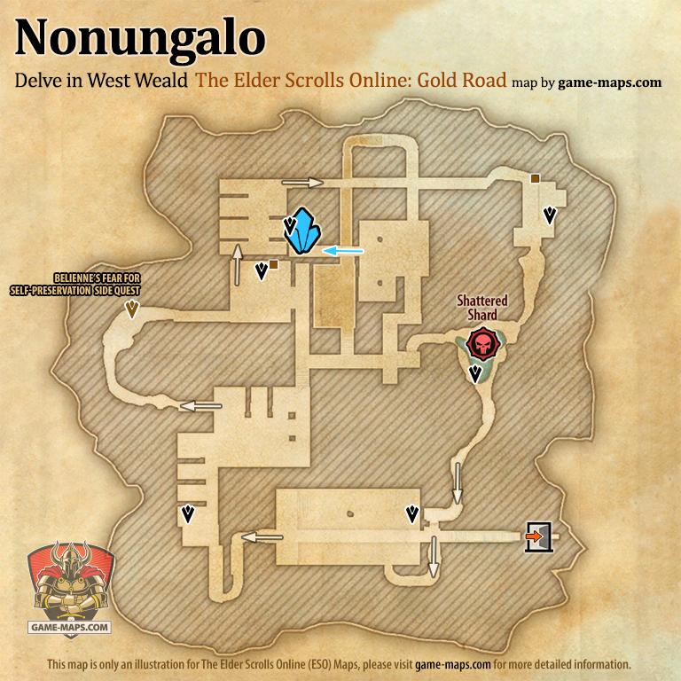Nonungalo Delve Map with Skyshard and Boss locations ESO