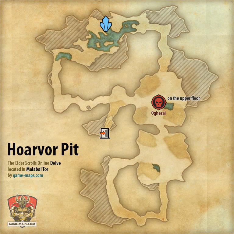 ESO Hoarvor Pit Delve Map with Skyshard and Boss location in Malabal Tor