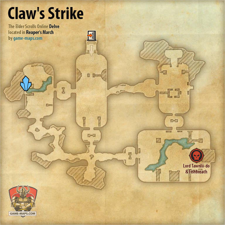Claw's Strike Delve Map with Skyshard and Boss locations ESO