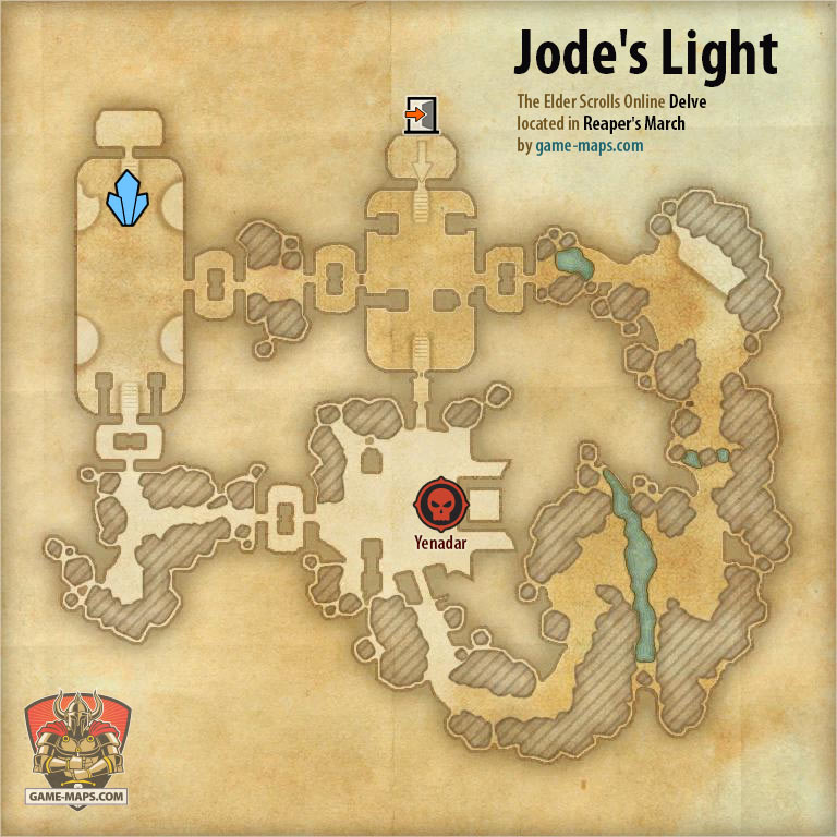 ESO Jode's Light Delve Map with Skyshard and Boss location in Reaper's March