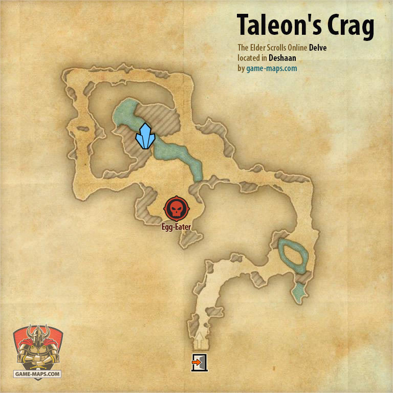 ESO Taleon's Crag Delve Map with Skyshard and Boss location in Deshaan