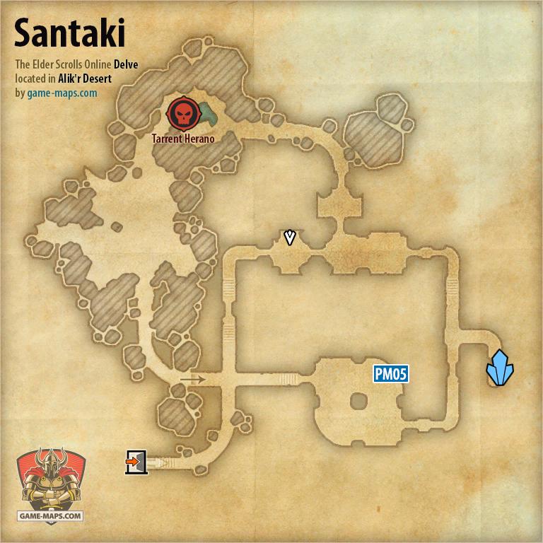 Santaki Delve Map with Skyshard and Boss locations ESO