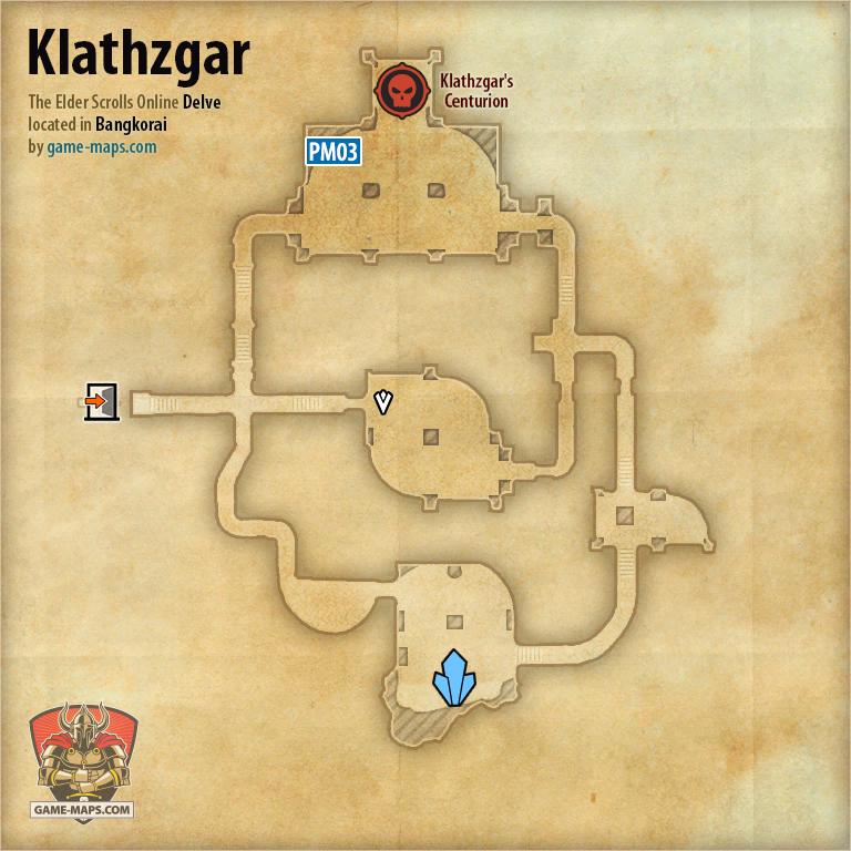 Klathzgar Delve Map with Skyshard and Boss locations ESO