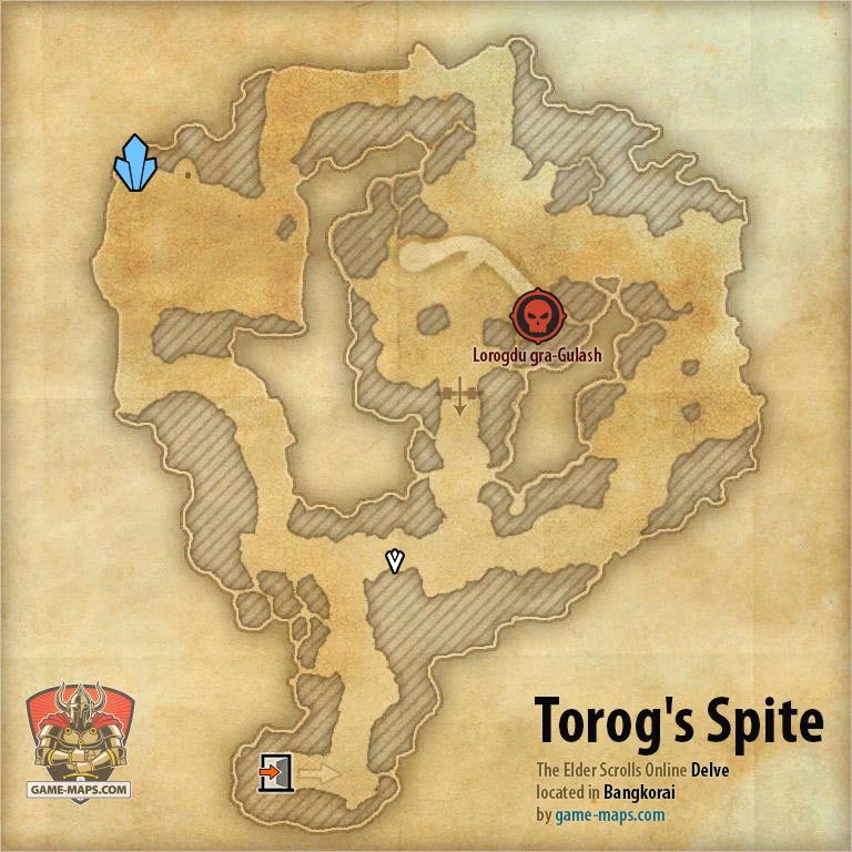 Torog's Spite Delve Map with Skyshard and Boss locations ESO