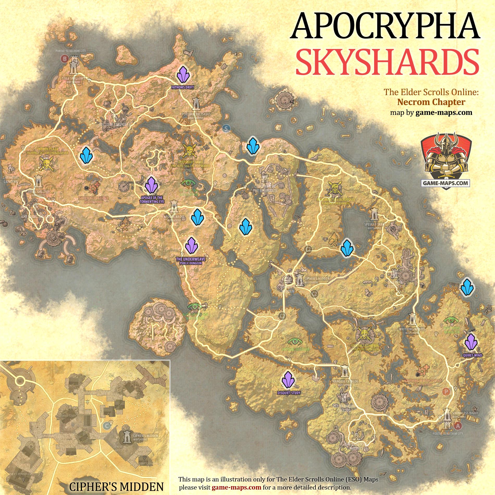 Apocrypha Skyshards Location Map ESO