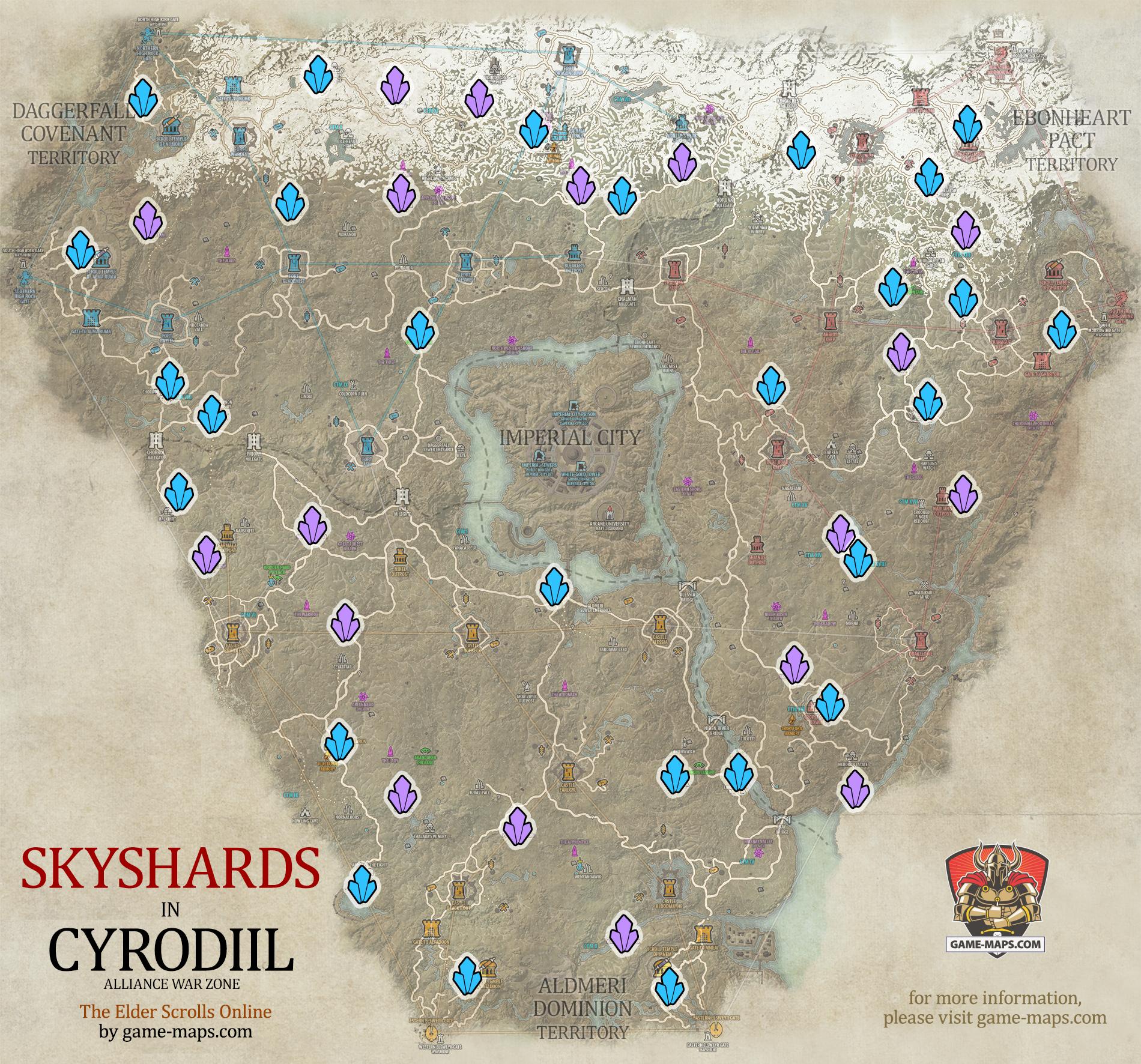 Cyrodiil Skyshards Map Elder Scrolls Online ESO