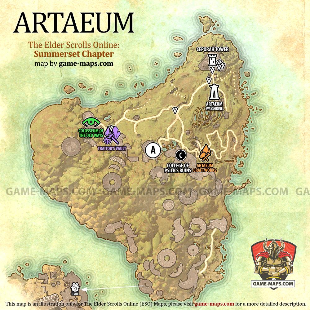 Artaeum Map for The Elder Scrolls Online: Summerset Chapter (ESO).