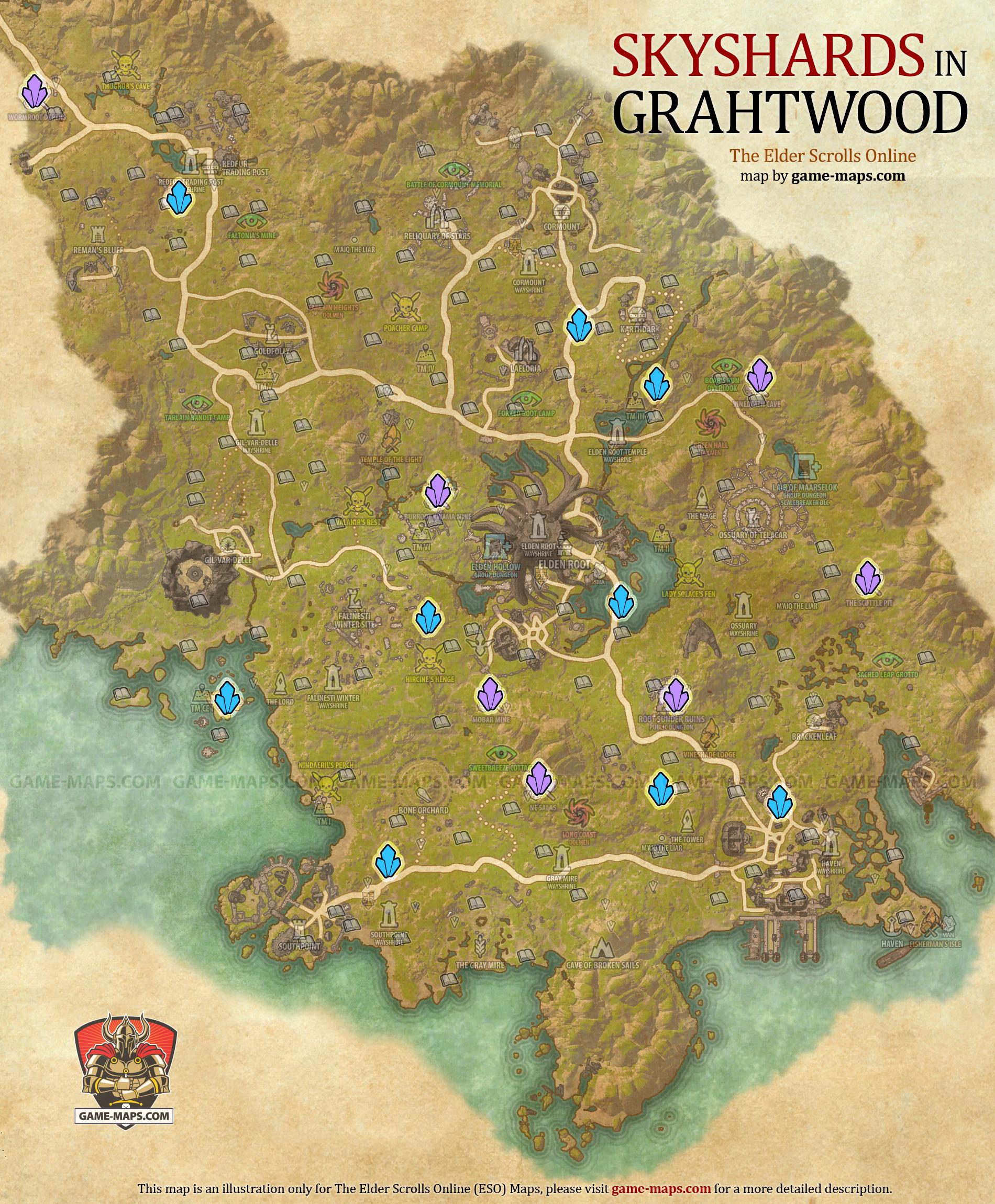 Grahtwood Skyshards Map Elder Scrolls Online ESO