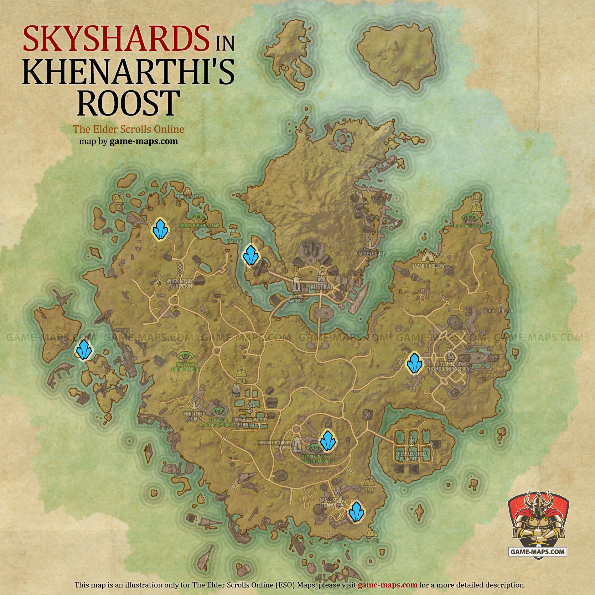 Khenarthi's Roost Skyshards Location Map ESO