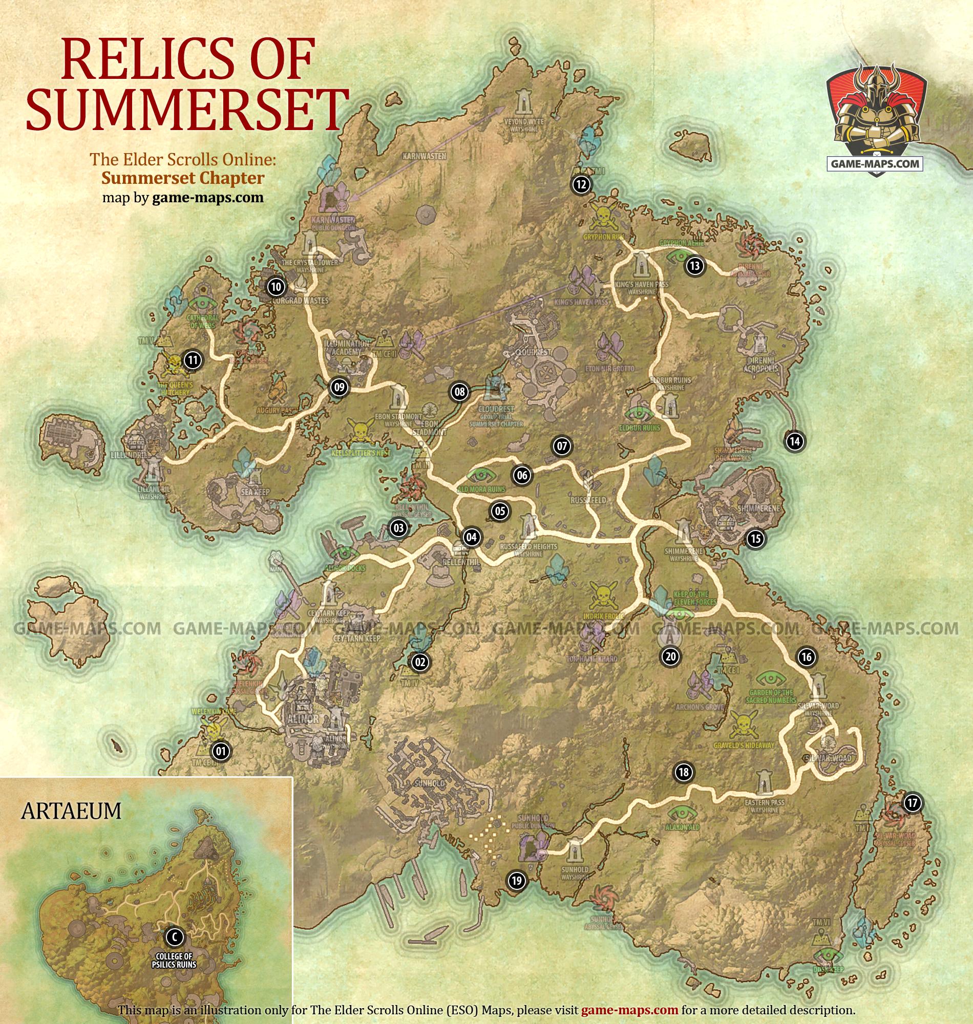 Relics of Summerset Map Elder Scrolls Online ESO
