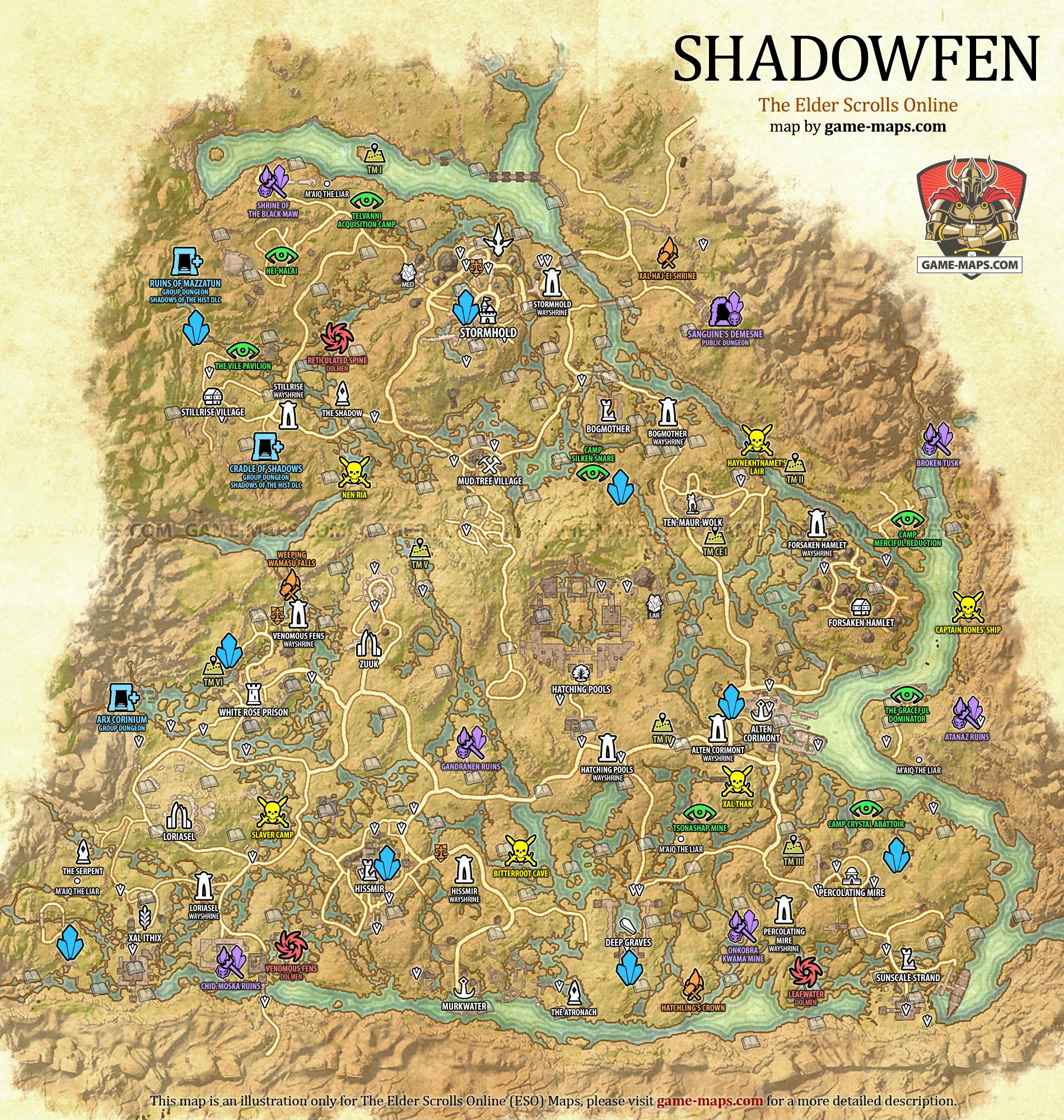 Shadowfen-Map.jpg (1600×1500) | Elder scrolls online, Elder scrolls map