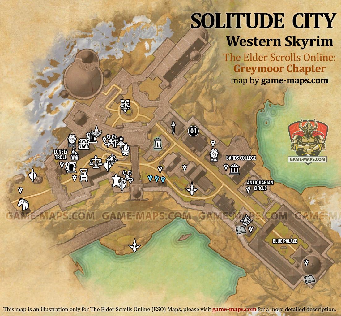 Solitude Map in Western Skyrim ESO - The Elder Scrolls Online (ESO)