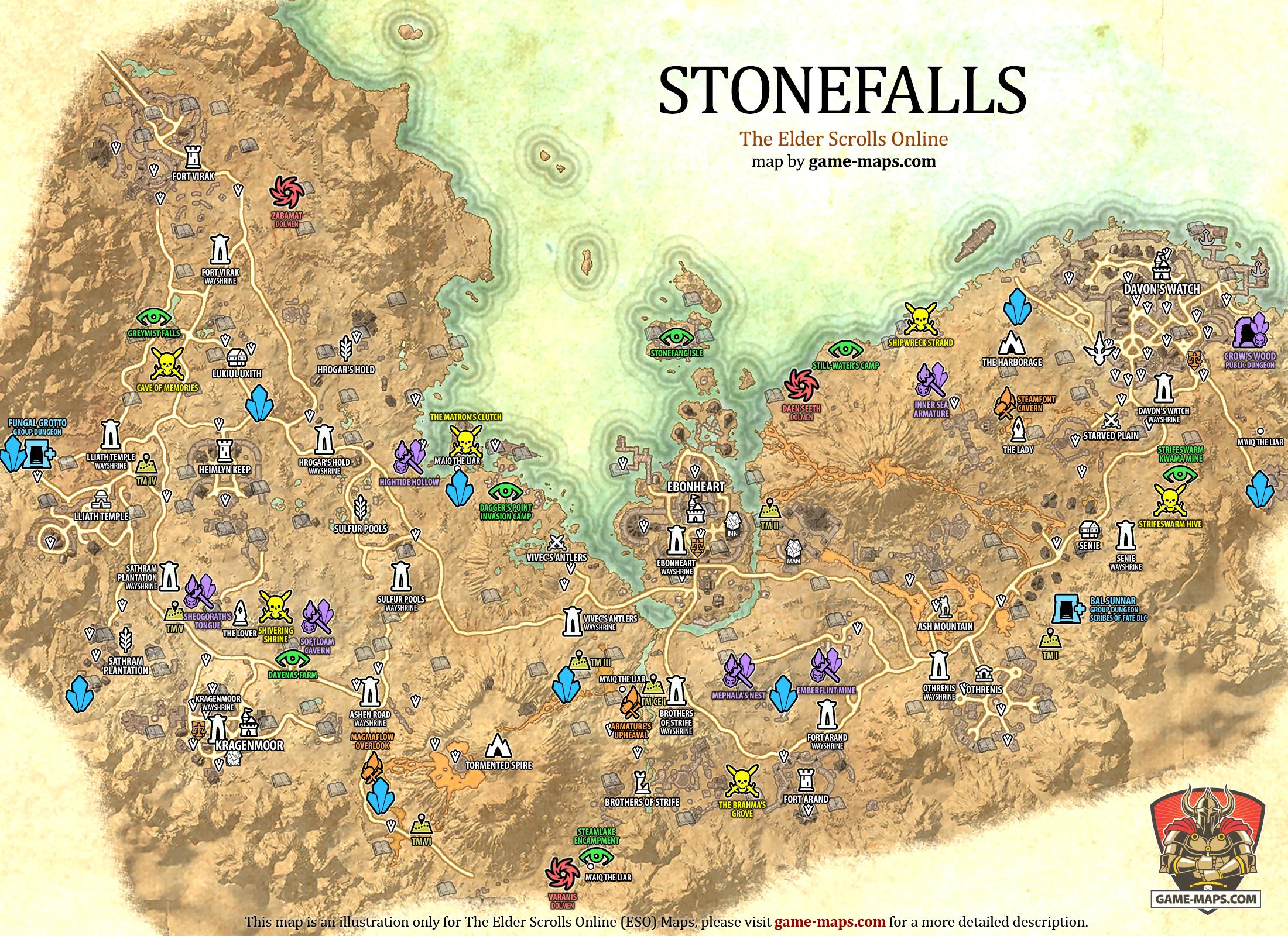 Stonefalls Map The Elder Scrolls Online Game Maps