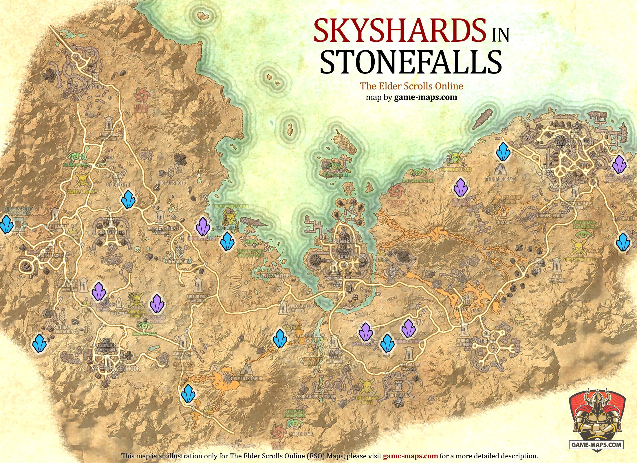 Stonefalls Skyshards Location Map ESO
