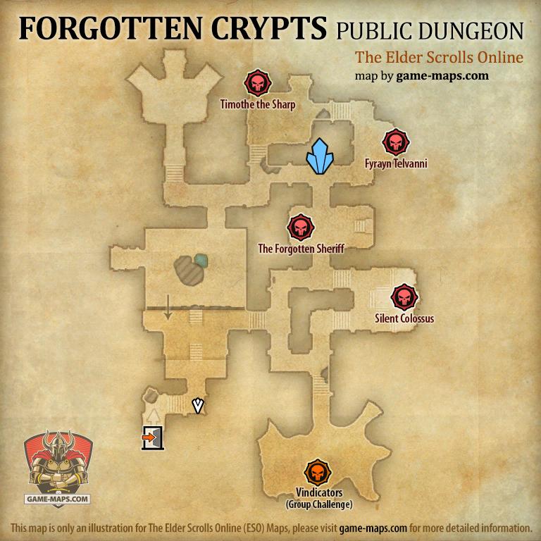 Forgotten Crypts Public Dungeon Map ESO