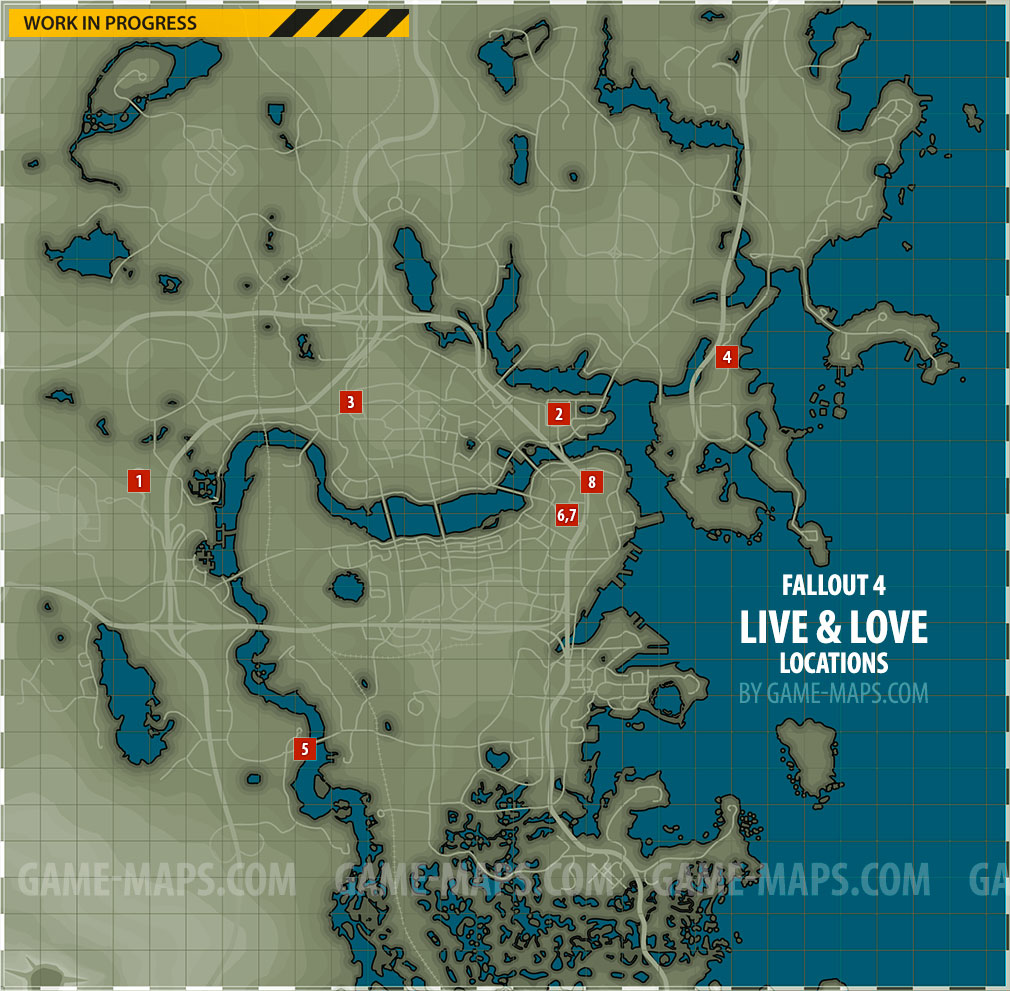 Live And Love Magazine Locations in Fallout 4 Magazine Location Map in Fallout 4
