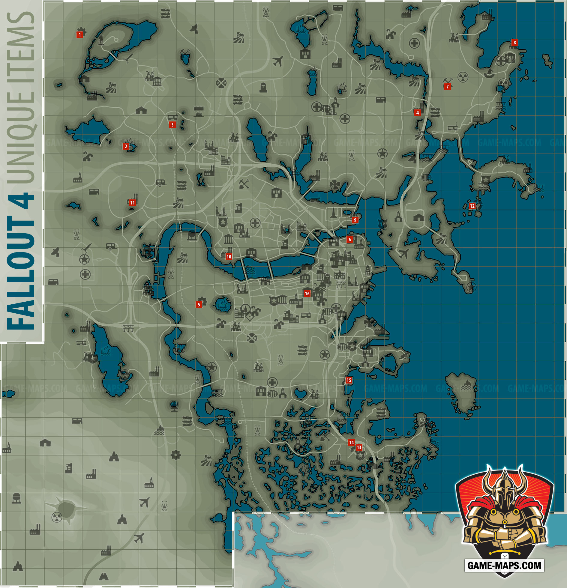 Fallout 4 Unique Items Location Map