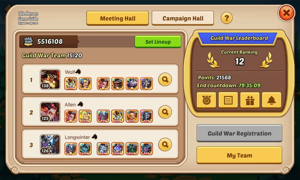 Guild Tech in Idle Heroes