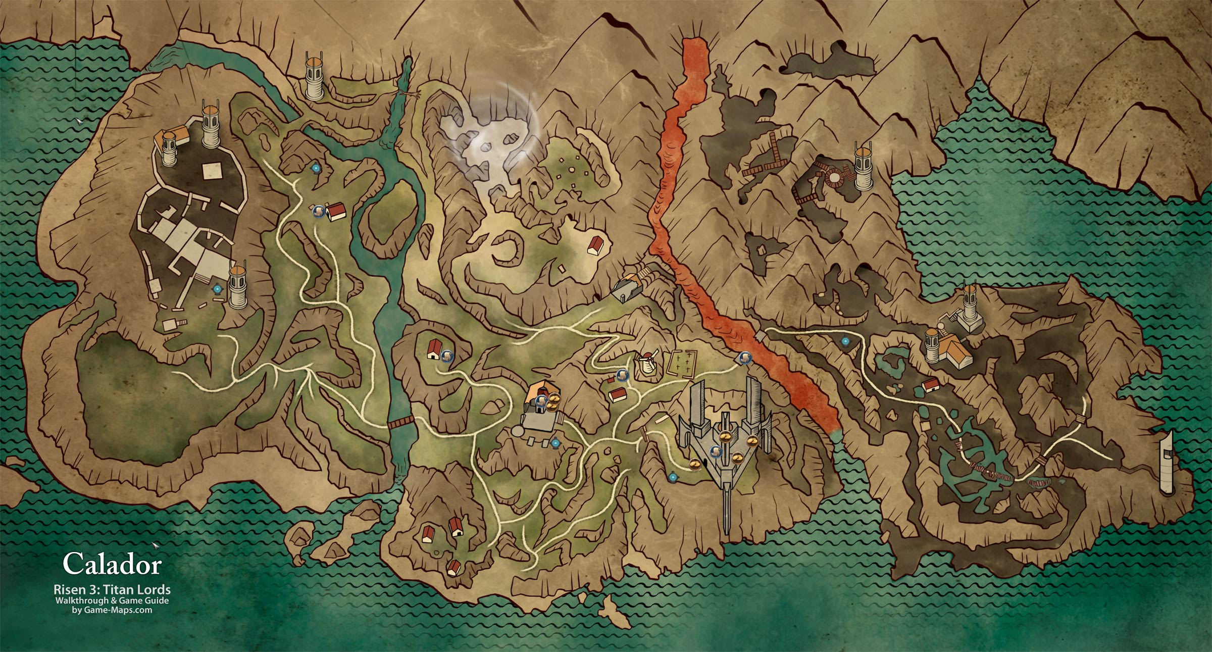 Map of Calador - Risen 3 Titan Lords