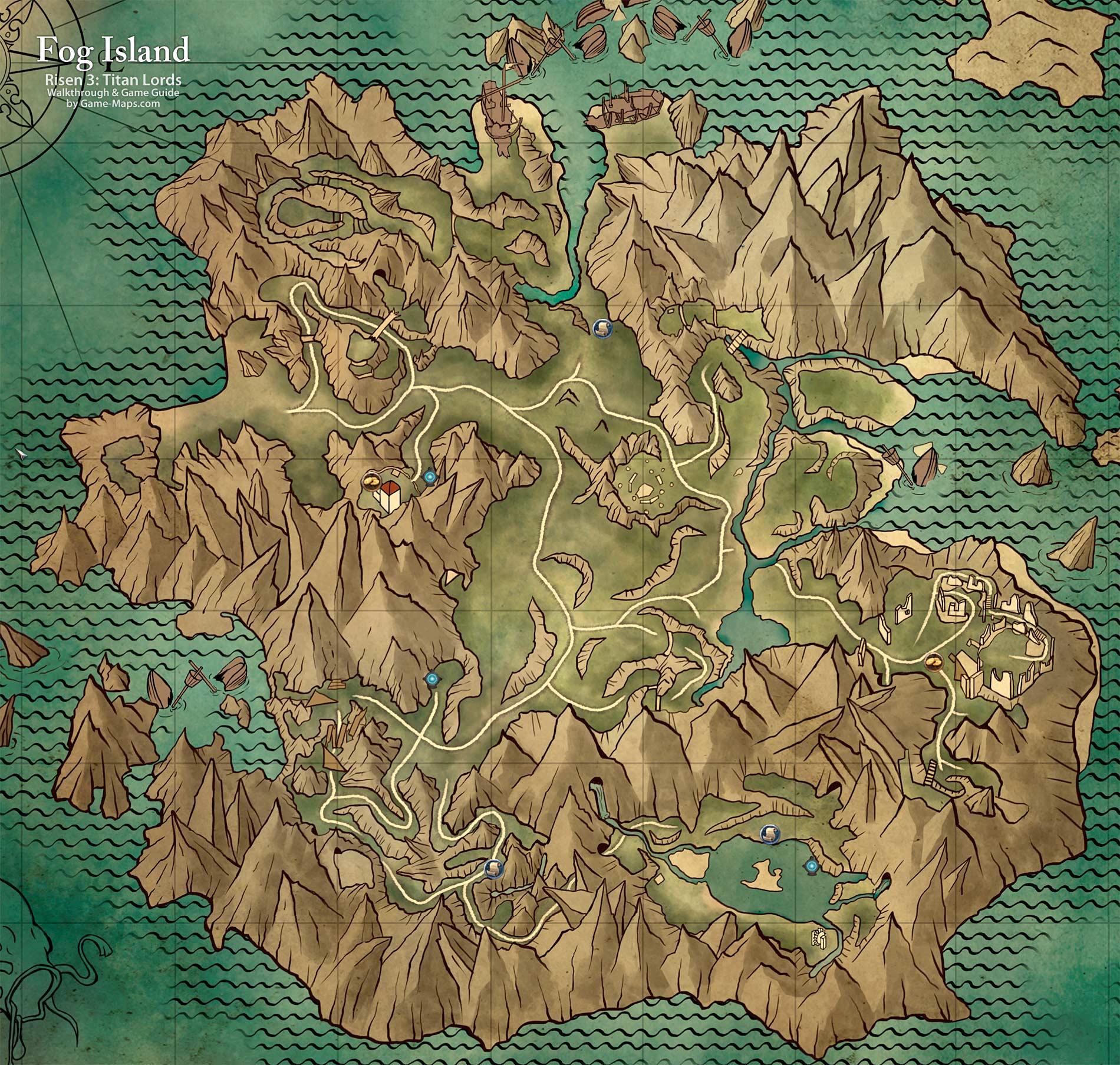 Map of Fog Island - Risen 3 Titan Lords