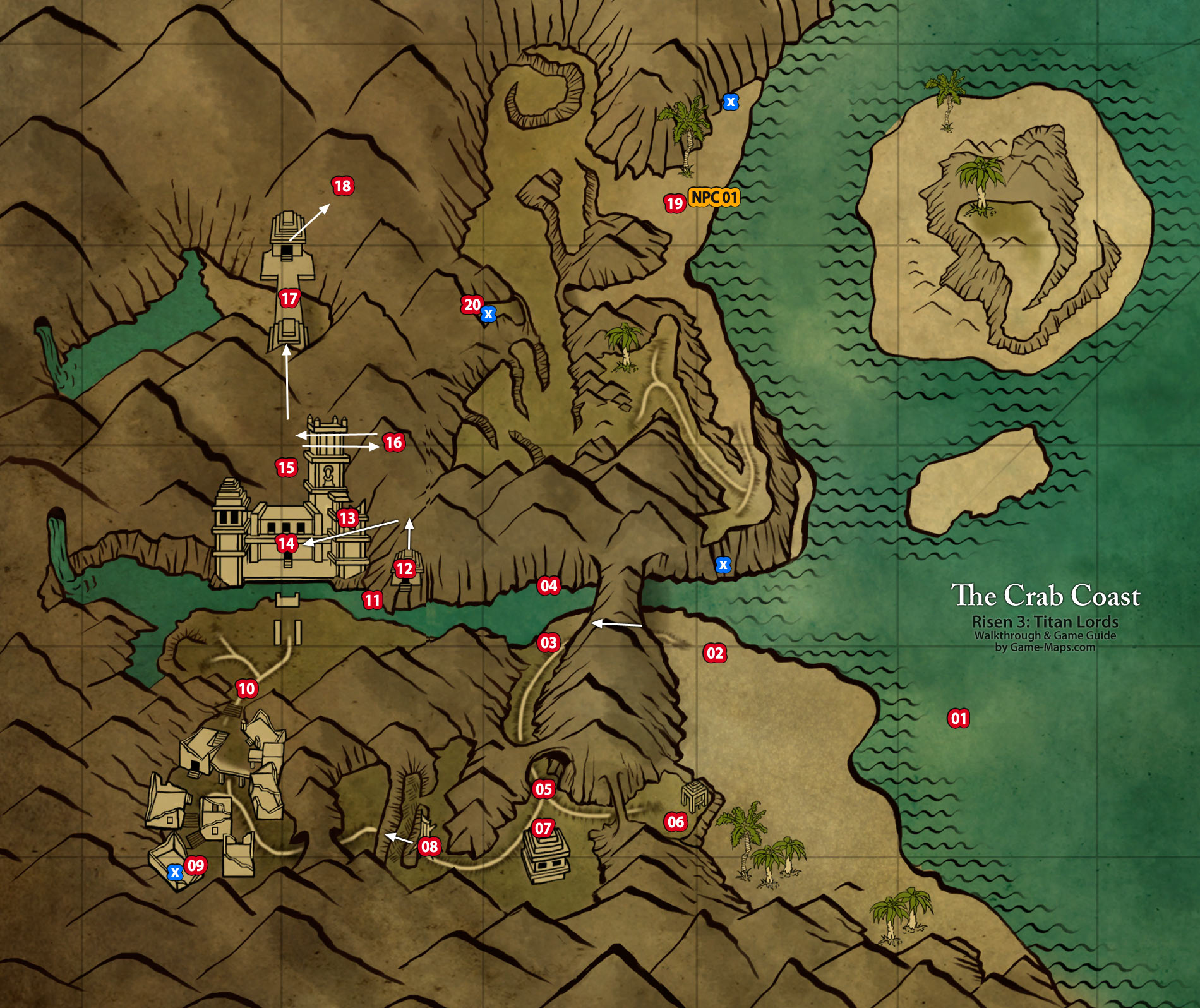 Map of The Crab Coast - Risen 3 Titan Lords