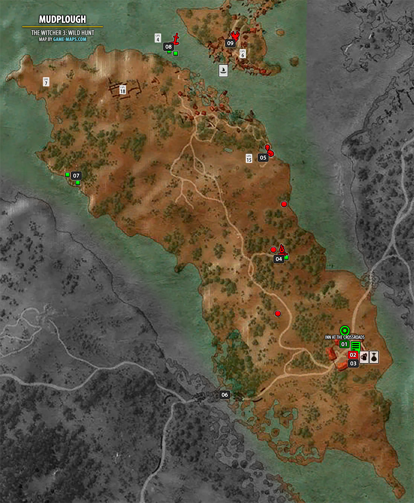 Map of Mudplough Map - The Witcher 3