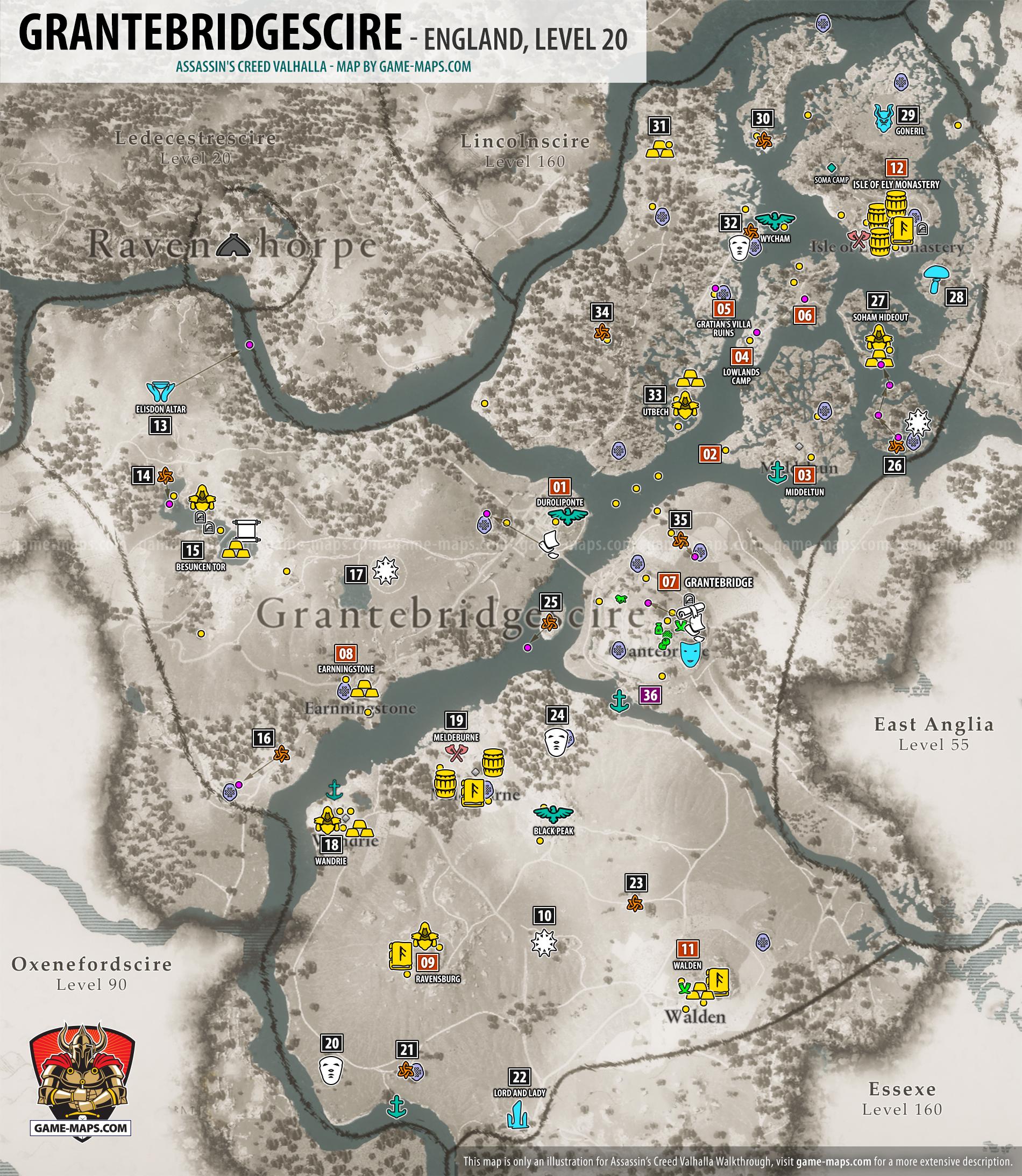 Grantebridgescire Map for Assassin's Creed Valhalla