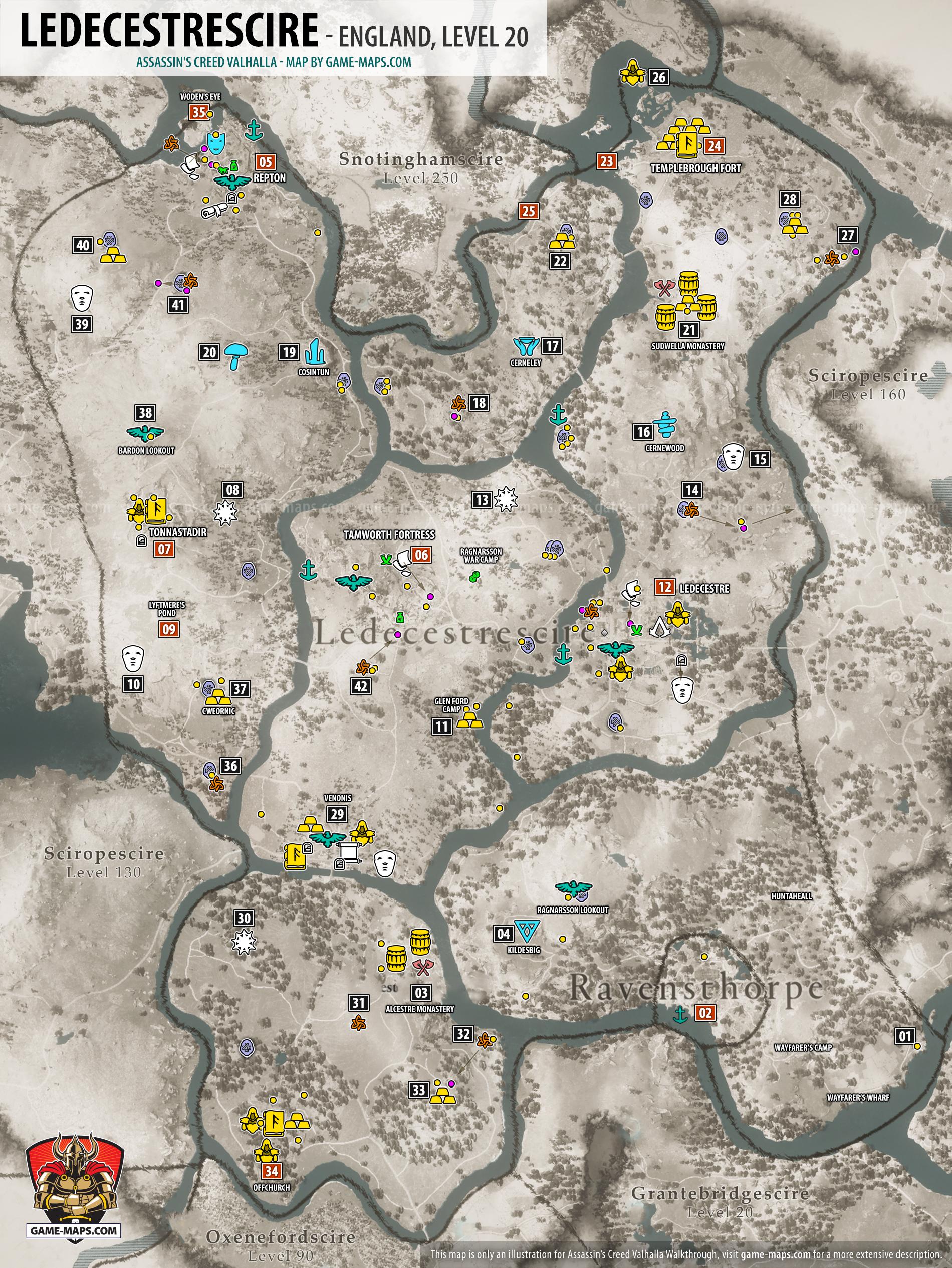 Assassin's Creed Valhalla Viewpoint Locations Map