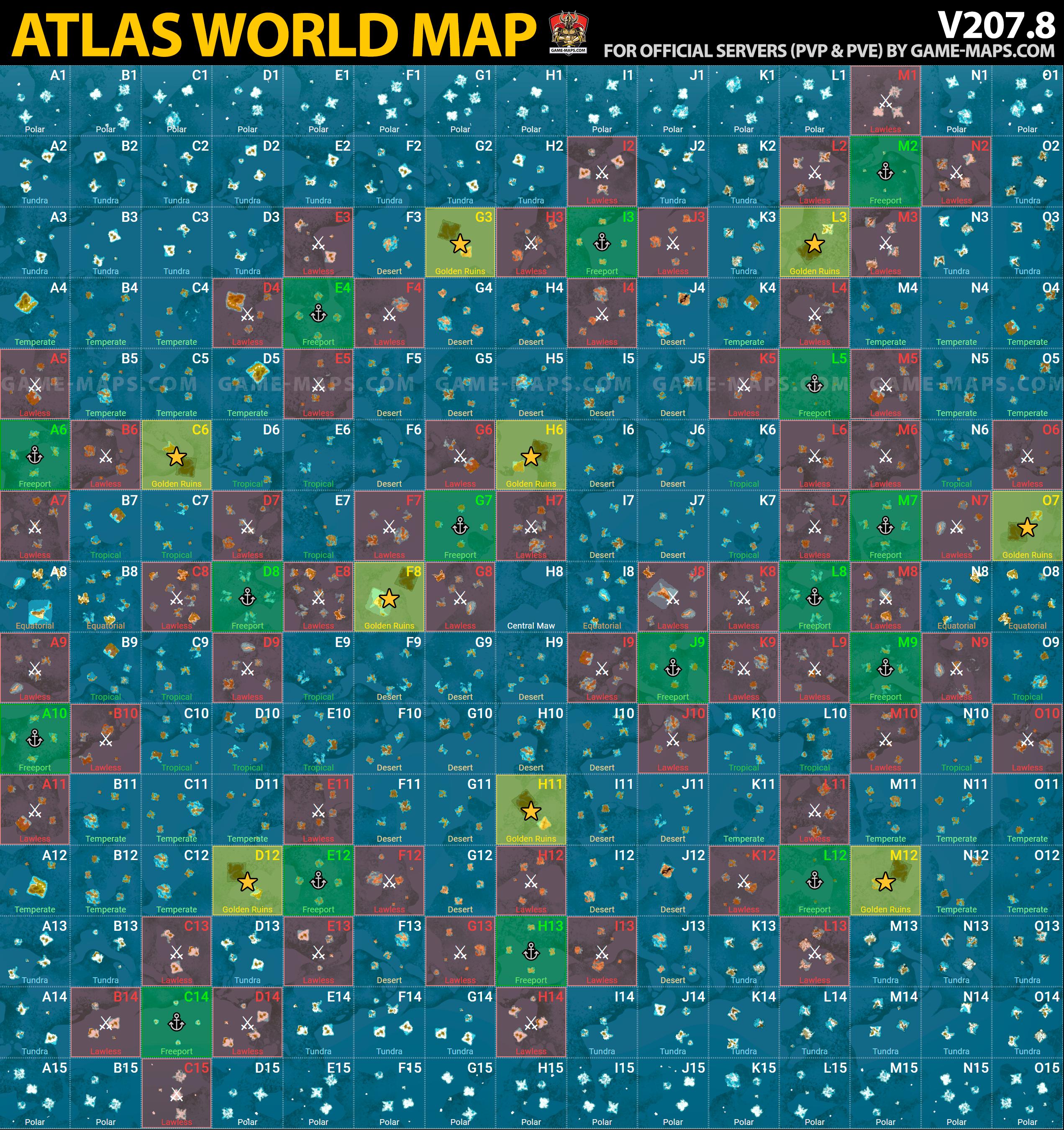 ATLAS MMO Game Map v.207.8 - Full World Map  game-maps.com