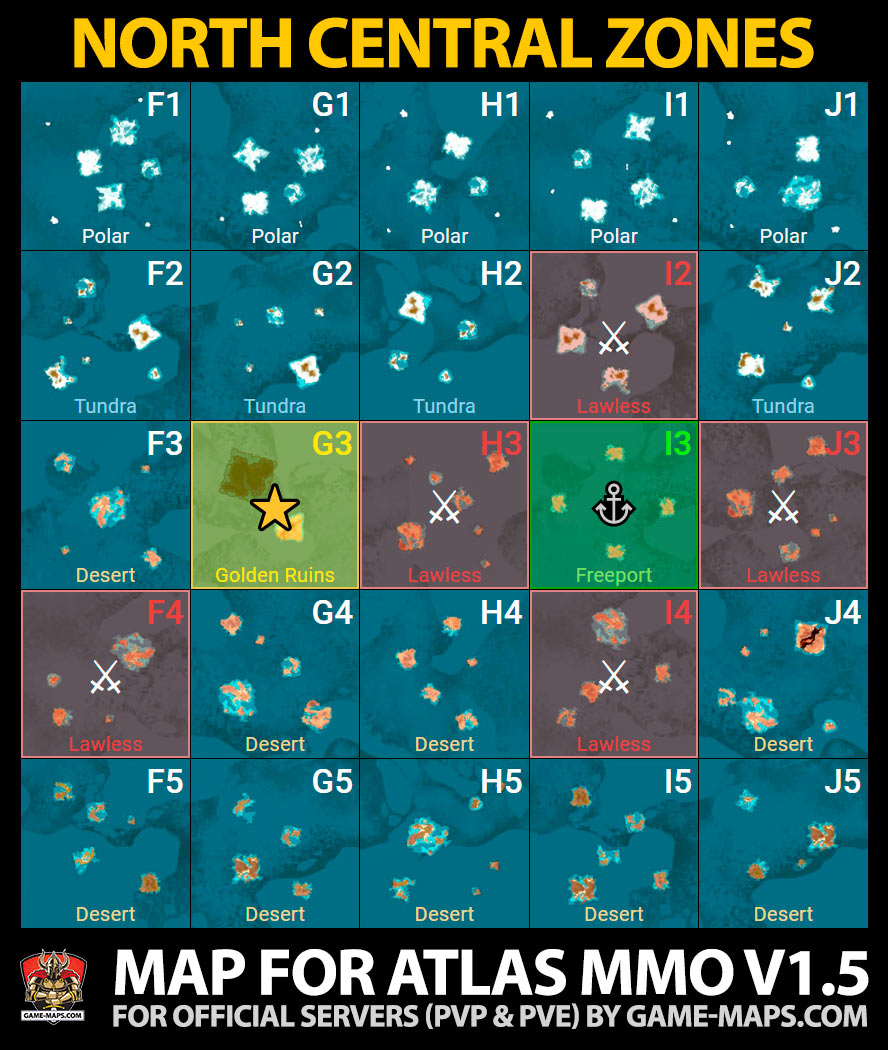 ATLAS MMO North Central Zones Game Map | game-maps.com