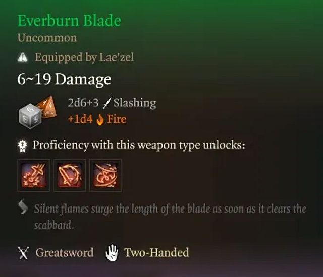 Everburn Blade Commander Zhalk Sword in Baldur's Gate 3 - Baldur's Gate 3