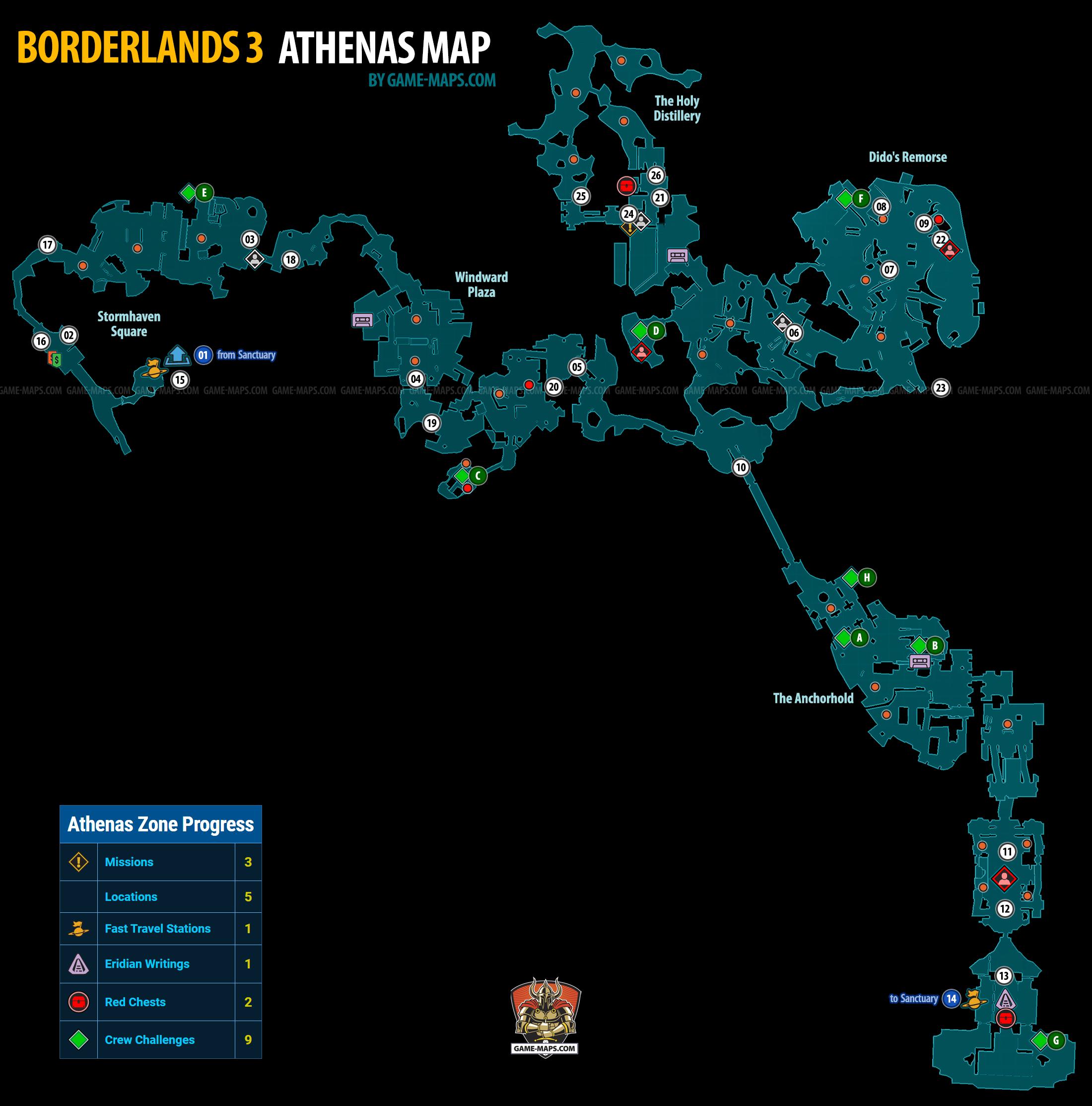 Athena S Map Borderlands 3 Athenas Map For Borderlands 3 | Game-Maps.com