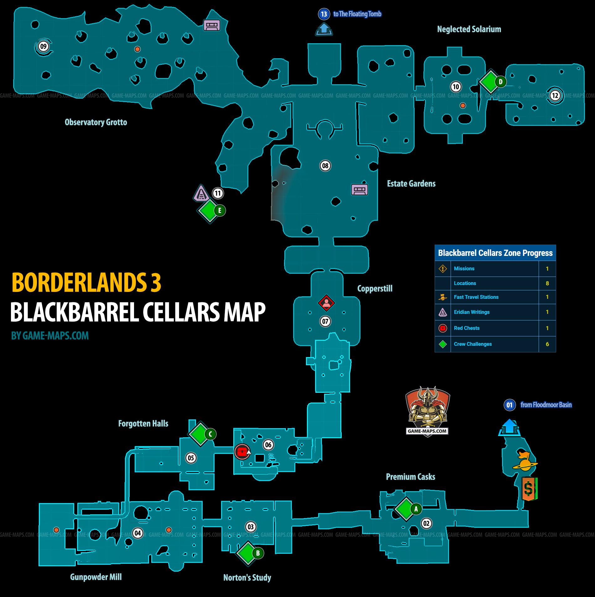 Blackbarrel Cellars Map on Eden-6 Planet for Borderlands 3