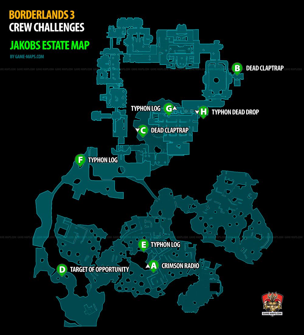 Borderlands 3 Map Crew Challenges in Jakobs Estate