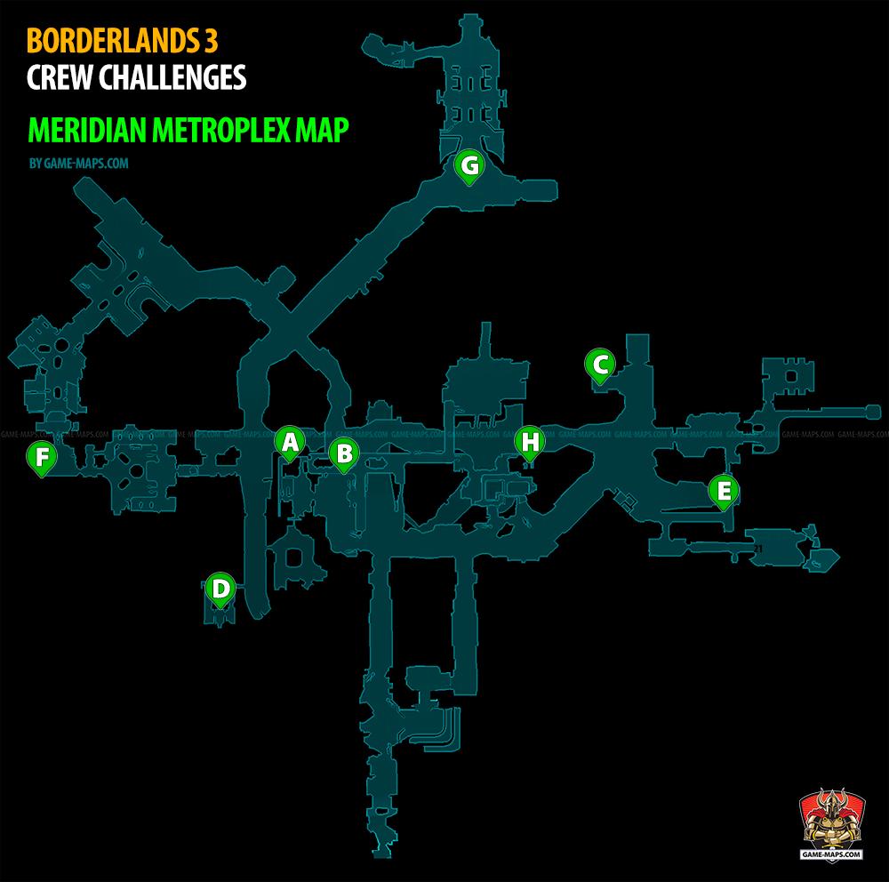 Borderlands 3 Map Crew Challenges in Meridian Metroplex