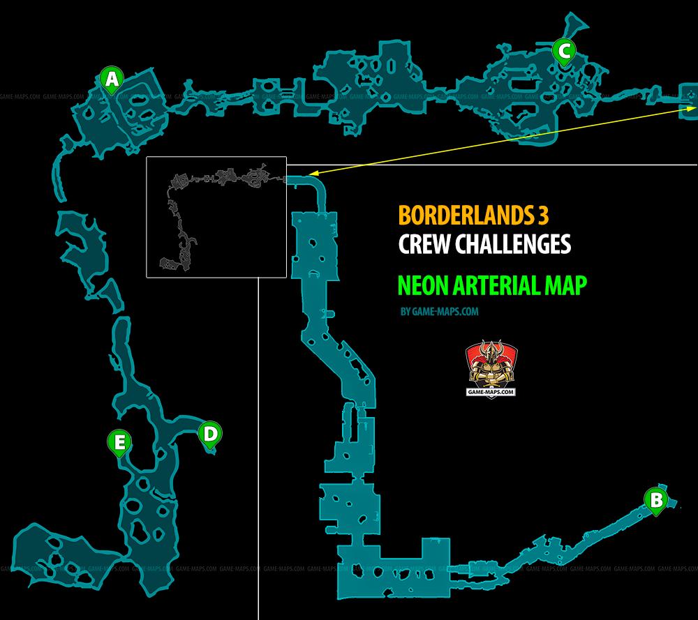 Borderlands 3 Map Crew Challenges in Neon Arterial