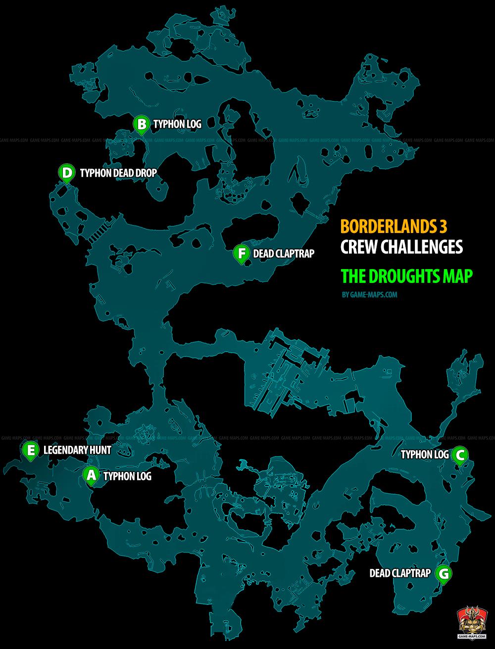 Borderlands 3 Droughts Map The Droughts Crew Challenges Locations Borderlands 3 Map | Game-Maps.com