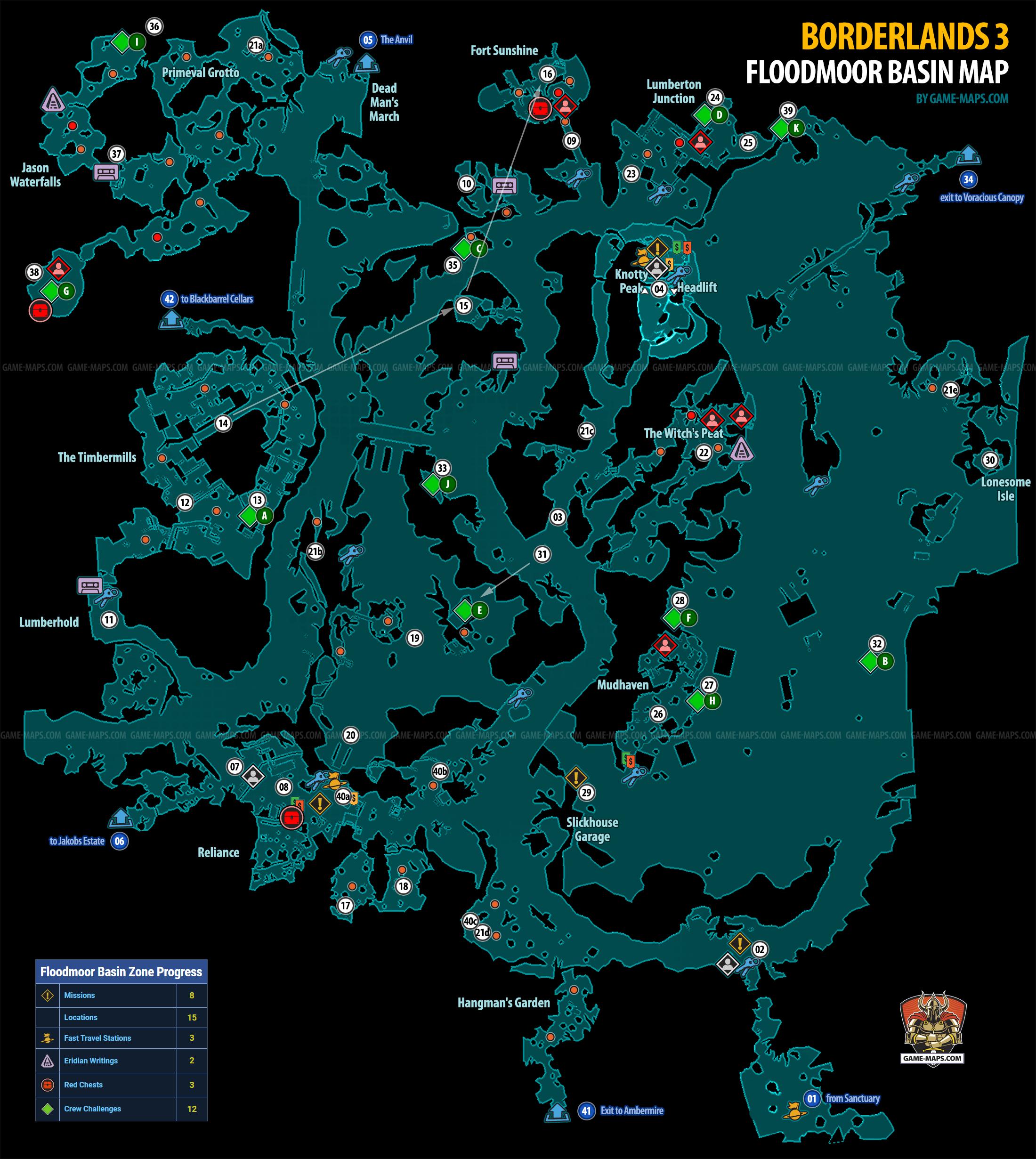 Floodmoor Basin Map on Eden-6 Planet for Borderlands 3