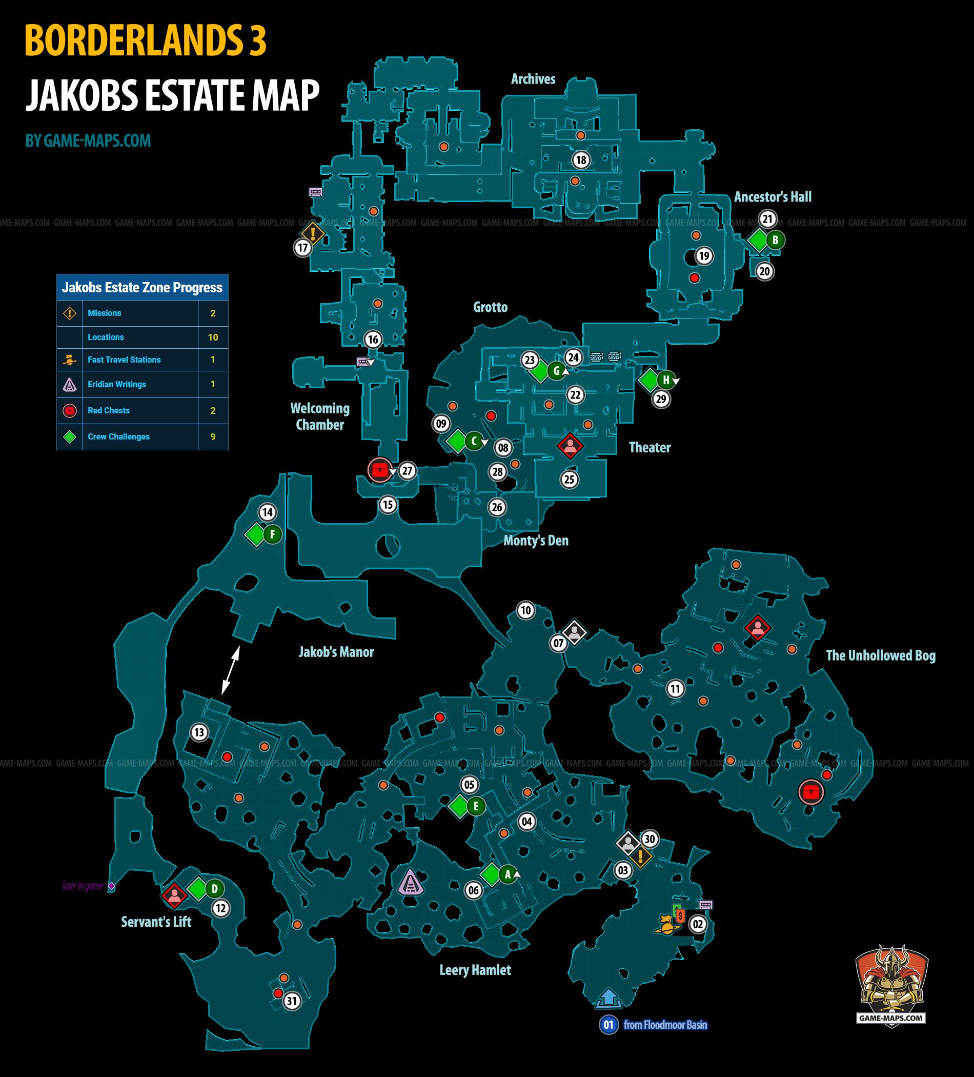 Jakobs Estate Map on Eden-6 Planet for Borderlands 3