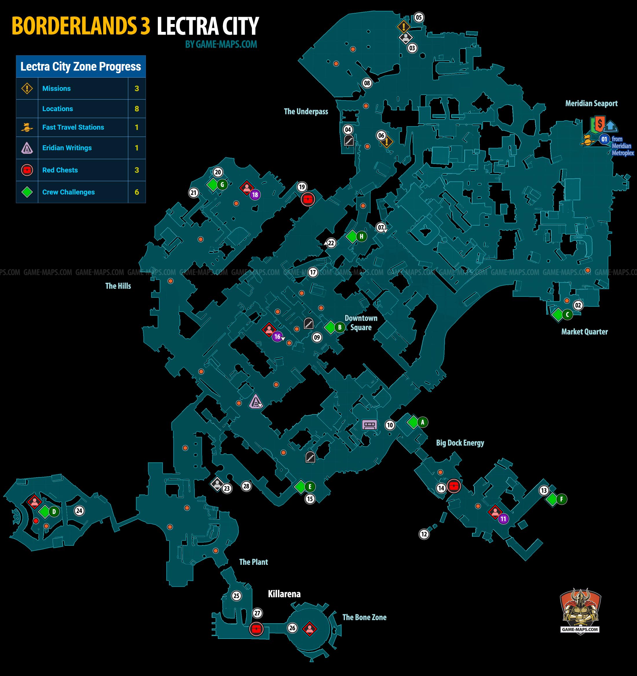Lectra City Map on Promethea Planet for Borderlands 3