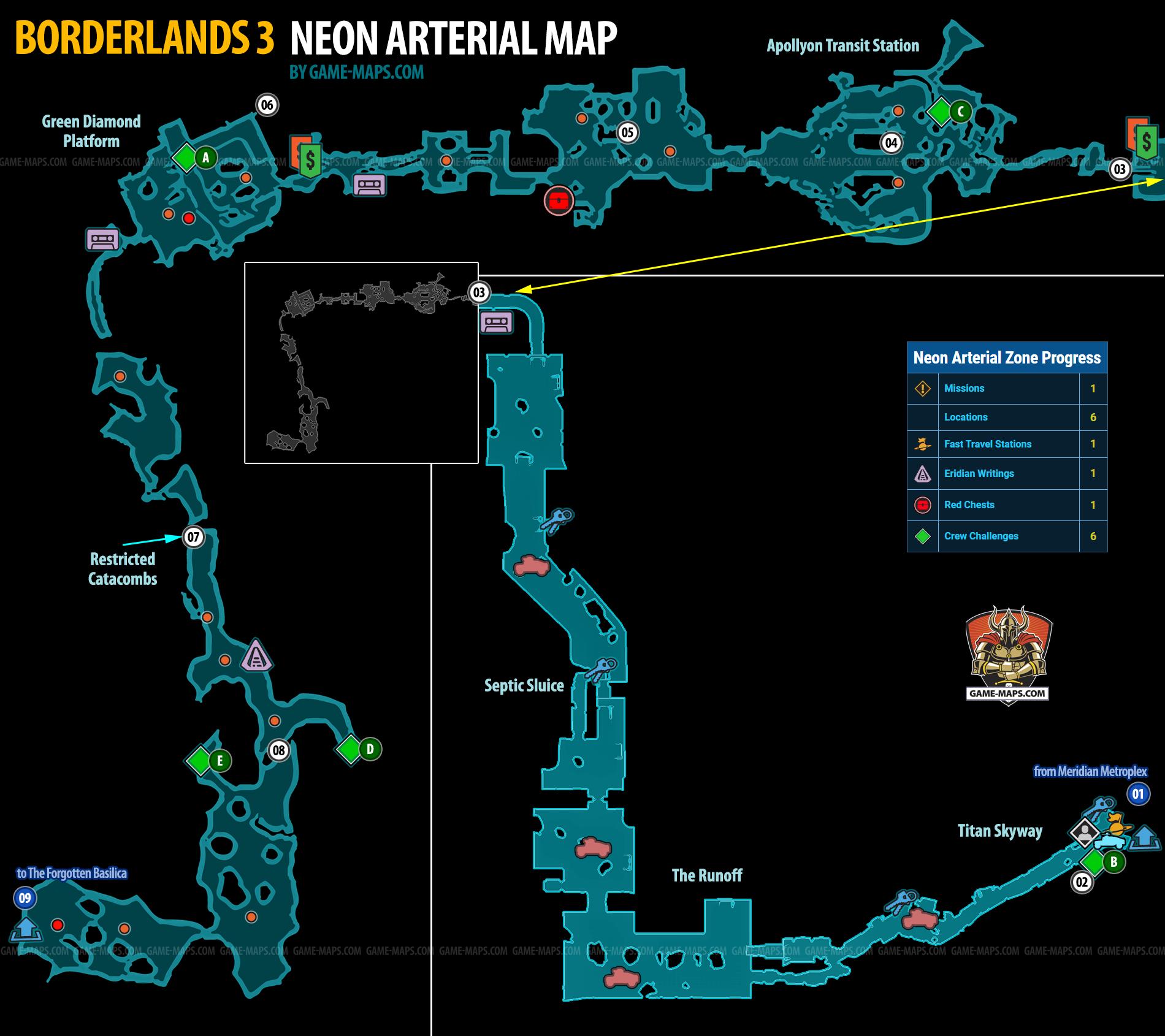 Neon Arterial Map on Promethea Planet for Borderlands 3