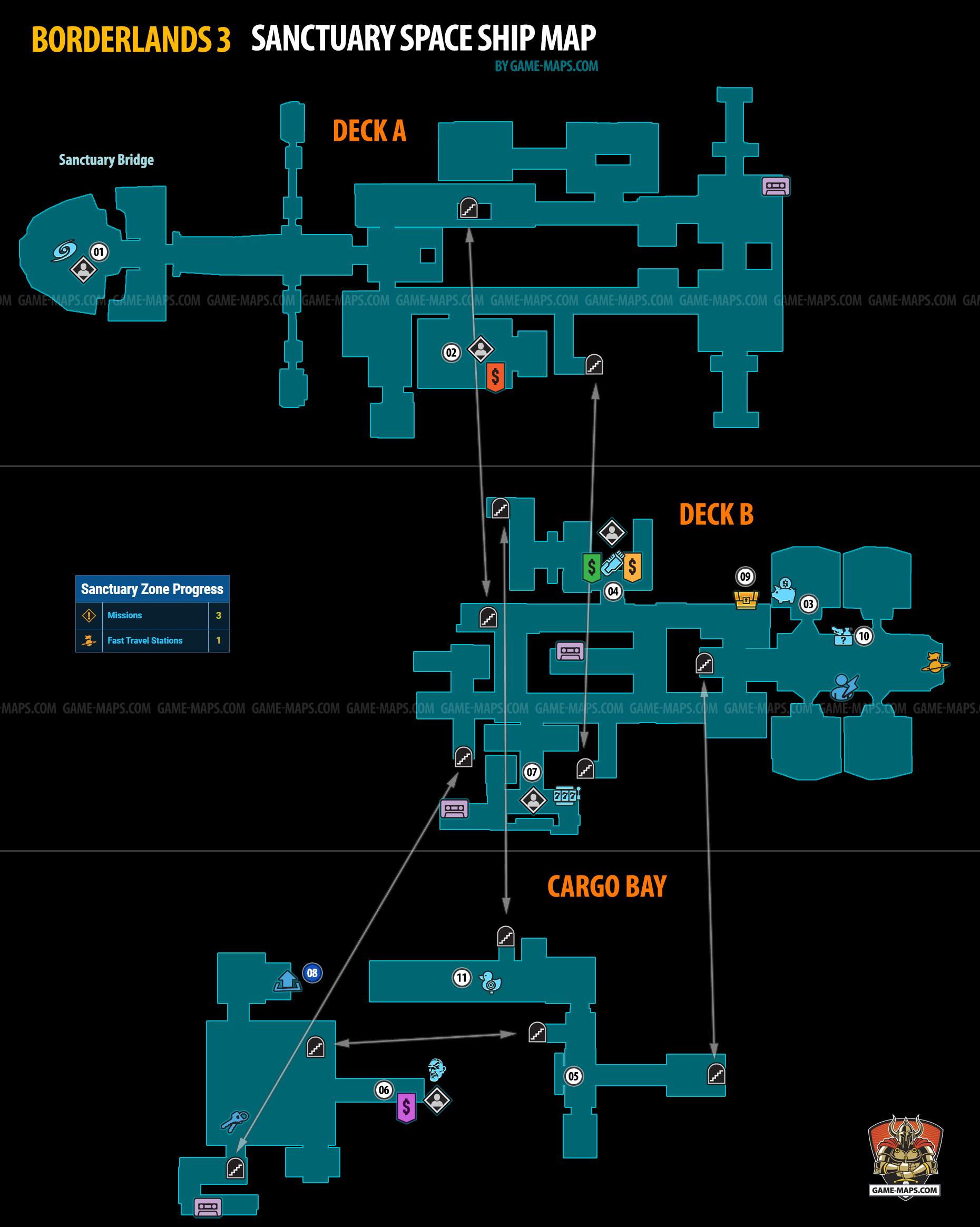 Borderlands 3 Sanctuary Map Sanctuary Map For Borderlands 3 | Game-Maps.com