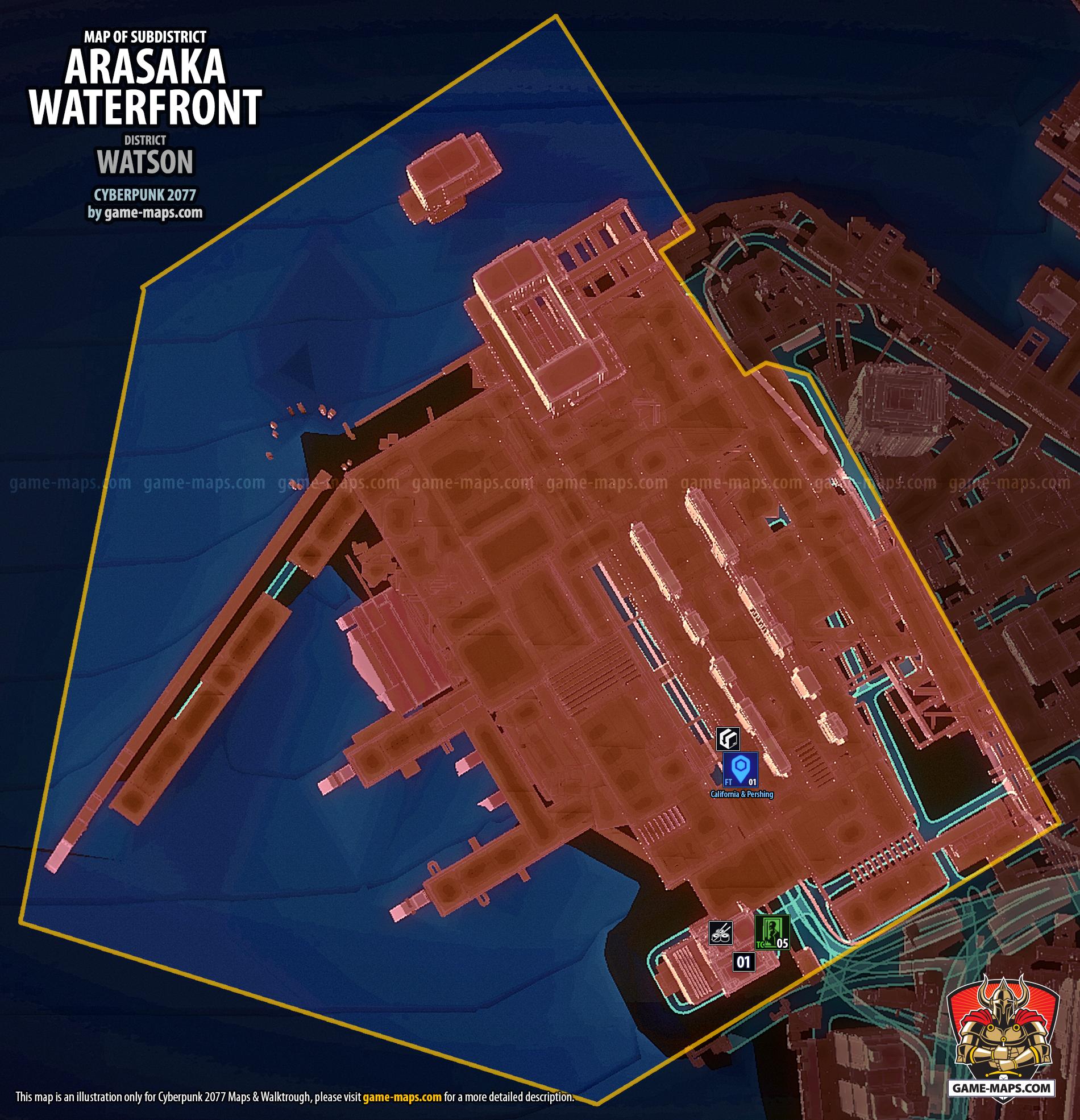 Arasaka Waterfront Map in Watson District - Cyberpunk 2077