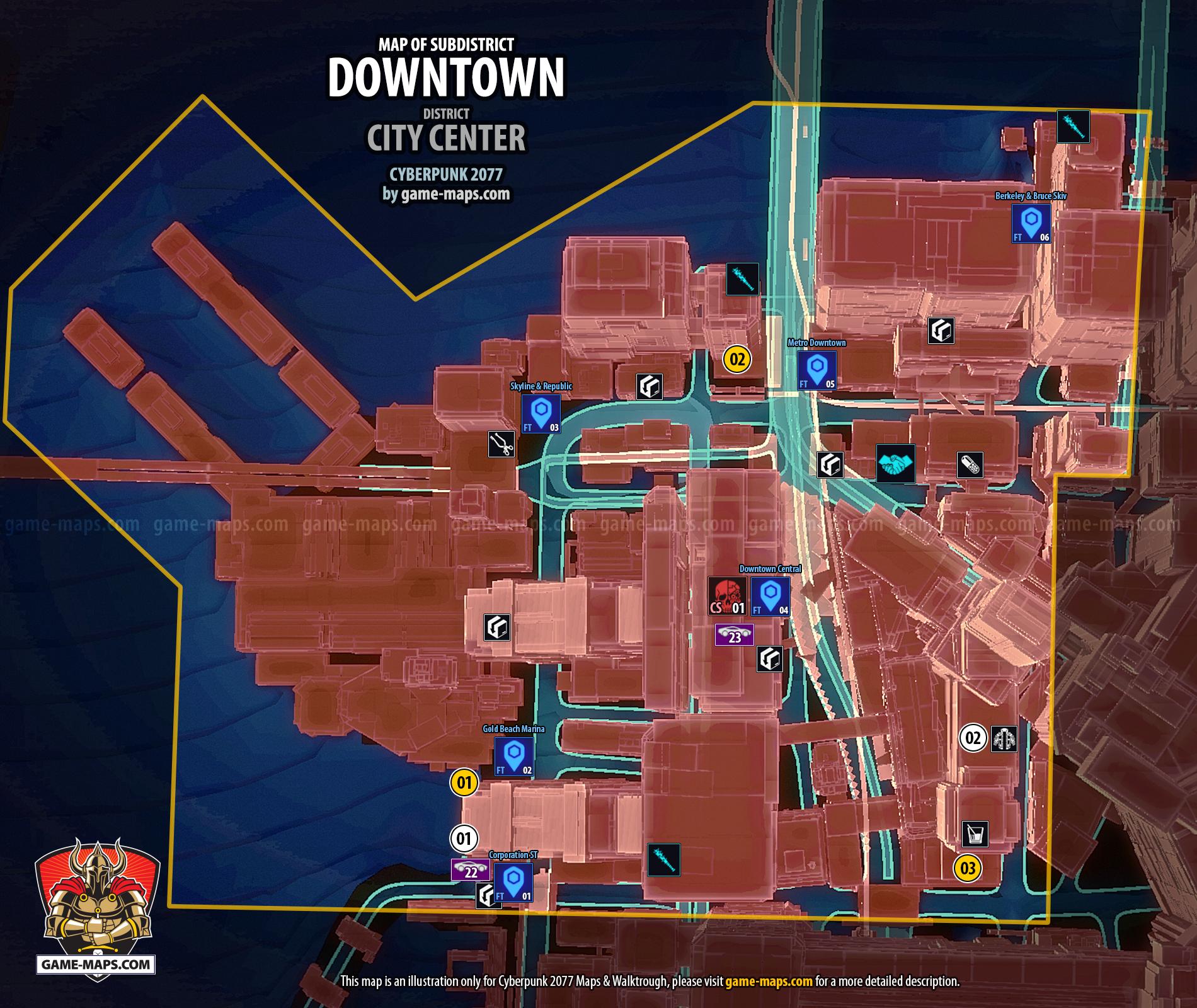 Downtown Map - Cyberpunk 2077