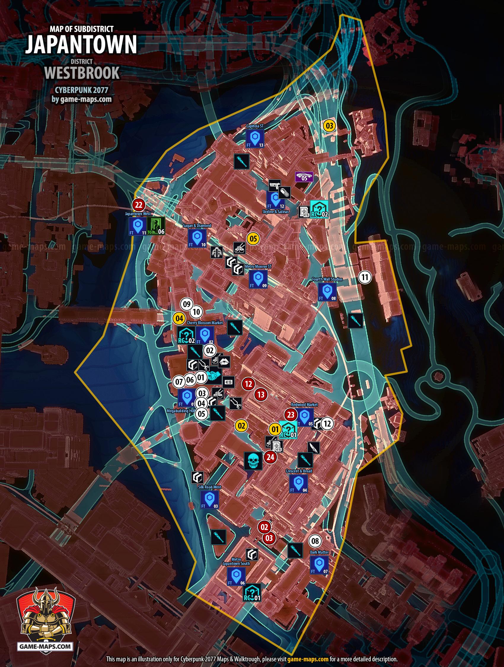 Japantown Map - Cyberpunk 2077